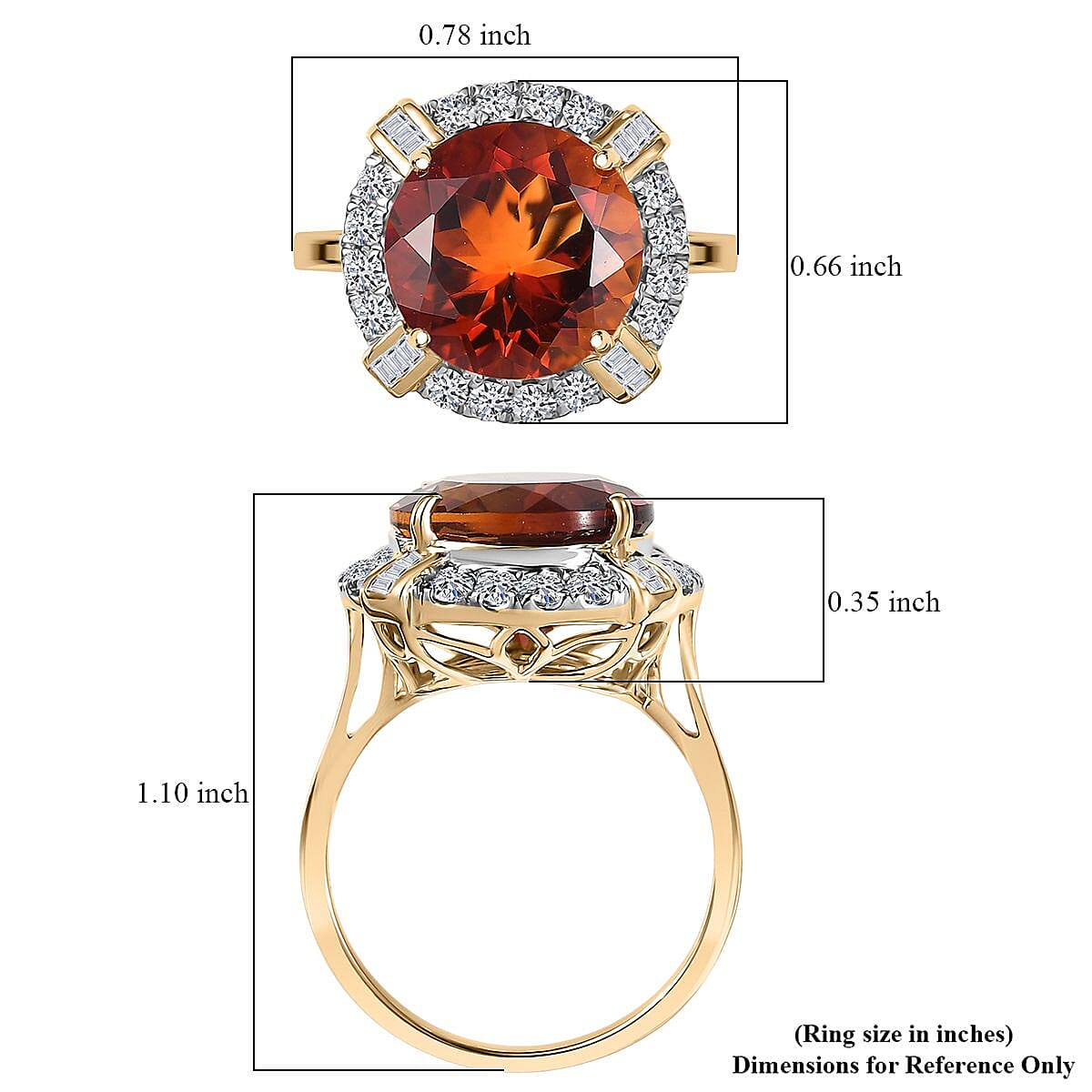 Collector's Edition AAA Madeira Citrine, Lab-Grown Diamond Ring in 10K Yellow Gold 6.50 ctw (Size 7.0) image number 5