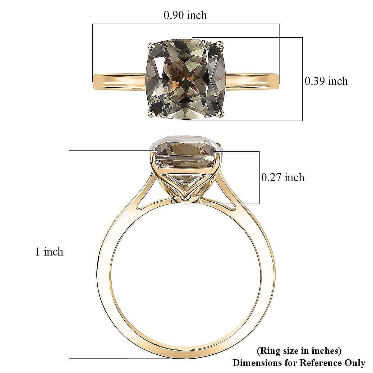 Certified AAA Turkizite Solitaire Ring in 10K Yellow Gold 3.00 ctw (Size 10.0) image number 5