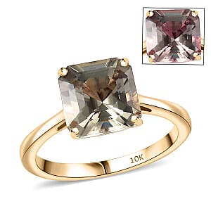 Doorbuster Certified & Appraised Asscher Cut AAA Turkizite 3.22 ctw Solitaire Ring in 10K Yellow Gold (Size 9.0)