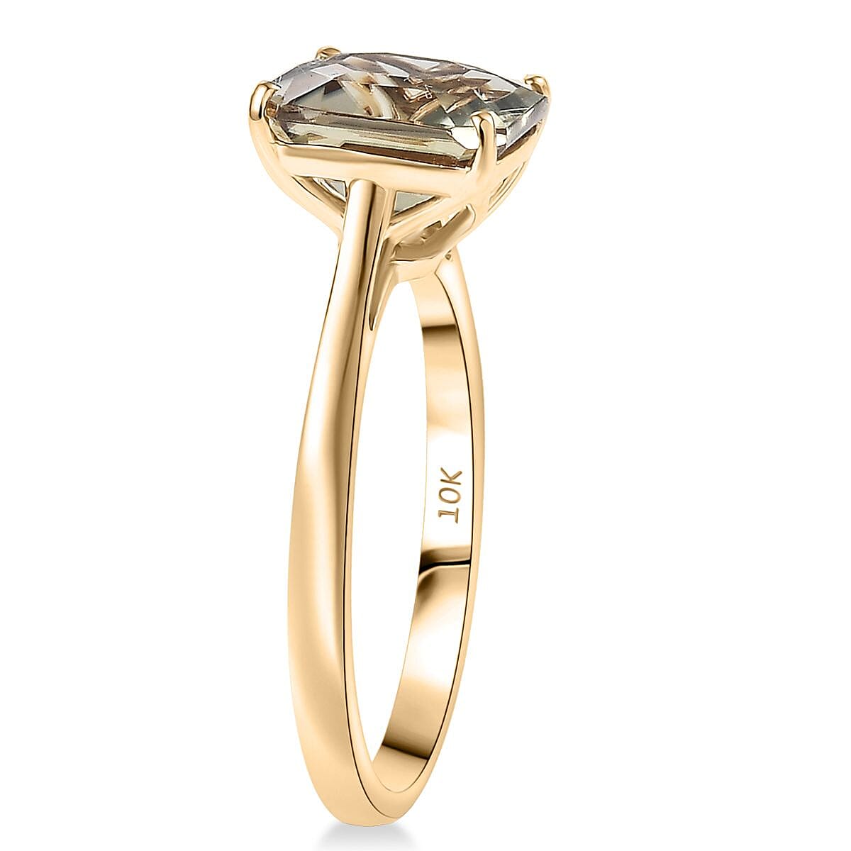 Doorbuster Certified & Appraised Asscher Cut AAA Turkizite 3.22 ctw Solitaire Ring in 10K Yellow Gold (Size 9.0) image number 3