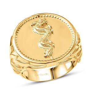 EverTrue Bronzella Collection Dragon Men's Ring in 18K Yellow Gold Plated Bronze (Size 10.0)