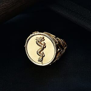 EverTrue Bronzella Collection Dragon Men's Ring in 18K Yellow Gold Plated Bronze (Size 10.0)