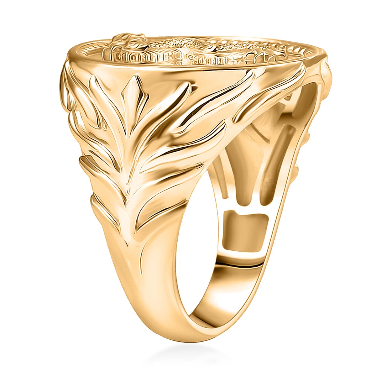 EverTrue Bronzella Collection Vintage European Coin Men's Ring in 18K YG Plated Bronze (Size 13.0) image number 3