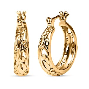 EverTrue Bronzella Collection Classic Scrollwork Hoop Earrings in 18K YG Plated Bronze
