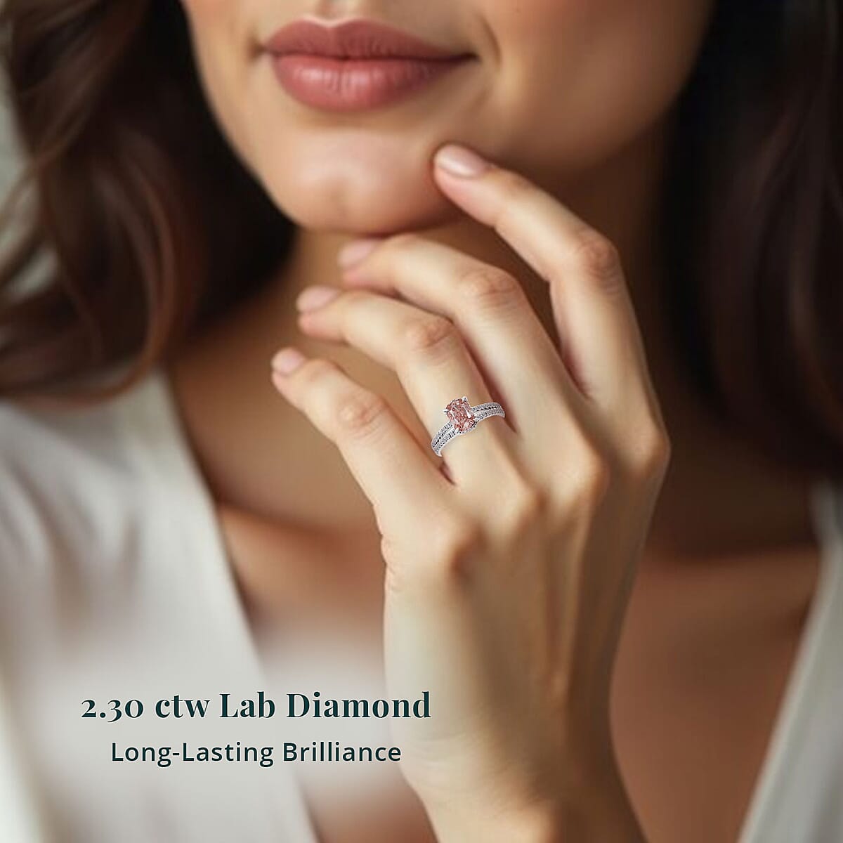 Luxuriant Lab Grown Pink Diamond (VVS2) (IR) and Lab Grown Diamond 2.30 ctw Ring in 14K White Gold (Size 8.0) image number 1