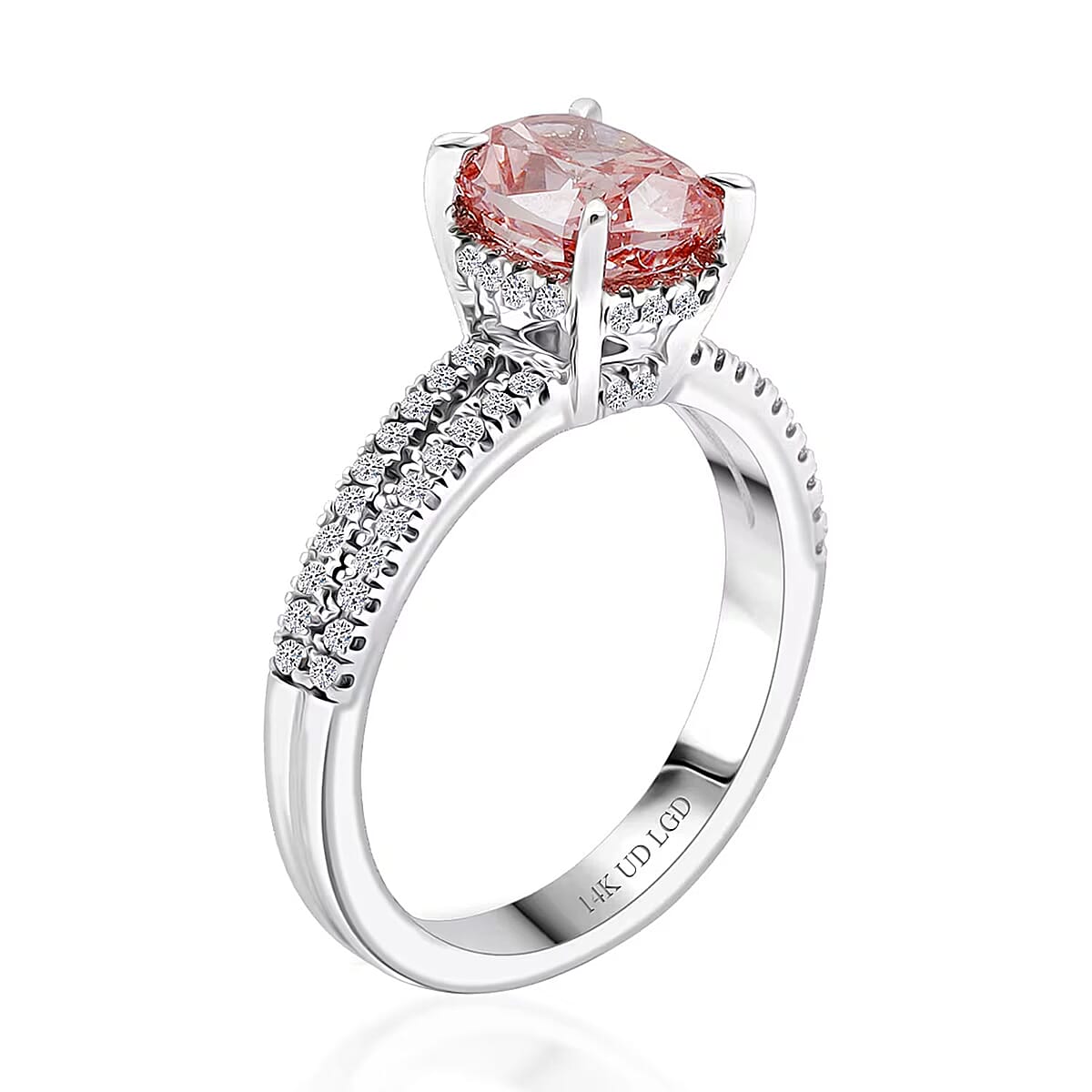 Luxuriant Lab Grown Pink Diamond (VVS2) (IR) and Lab Grown Diamond 2.30 ctw Ring in 14K White Gold (Size 8.0) image number 7