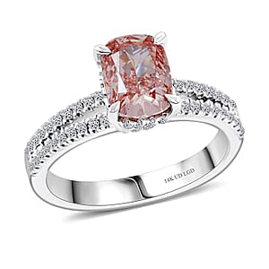 Luxuriant Lab Grown Pink Diamond (VVS2) (IR) and Lab Grown Diamond 2.30 ctw Ring in 14K White Gold (Size 5.0)