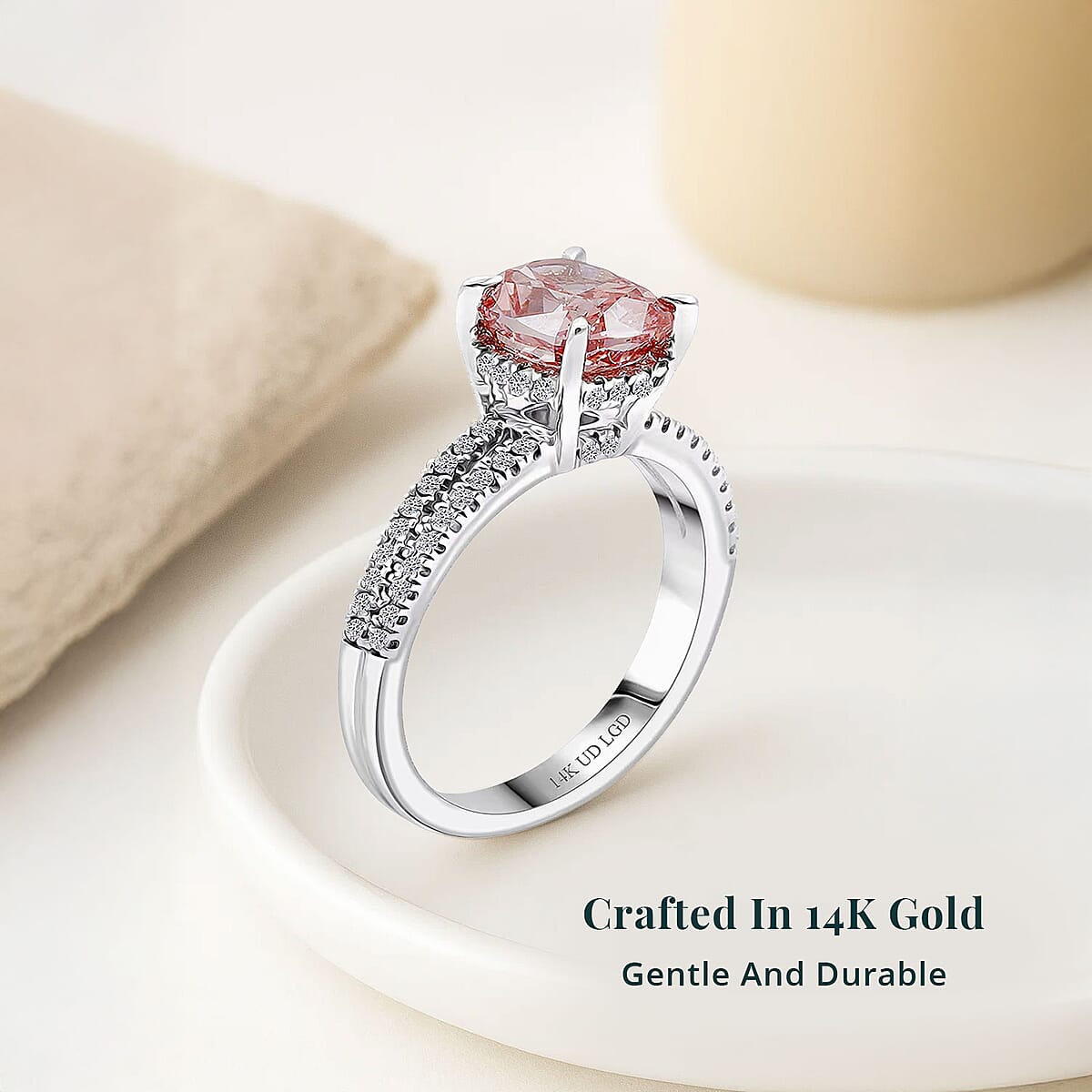 Luxuriant Lab Grown Pink Diamond (VVS2) (IR) and Lab Grown Diamond 2.30 ctw Ring in 14K White Gold (Size 5.0) image number 2