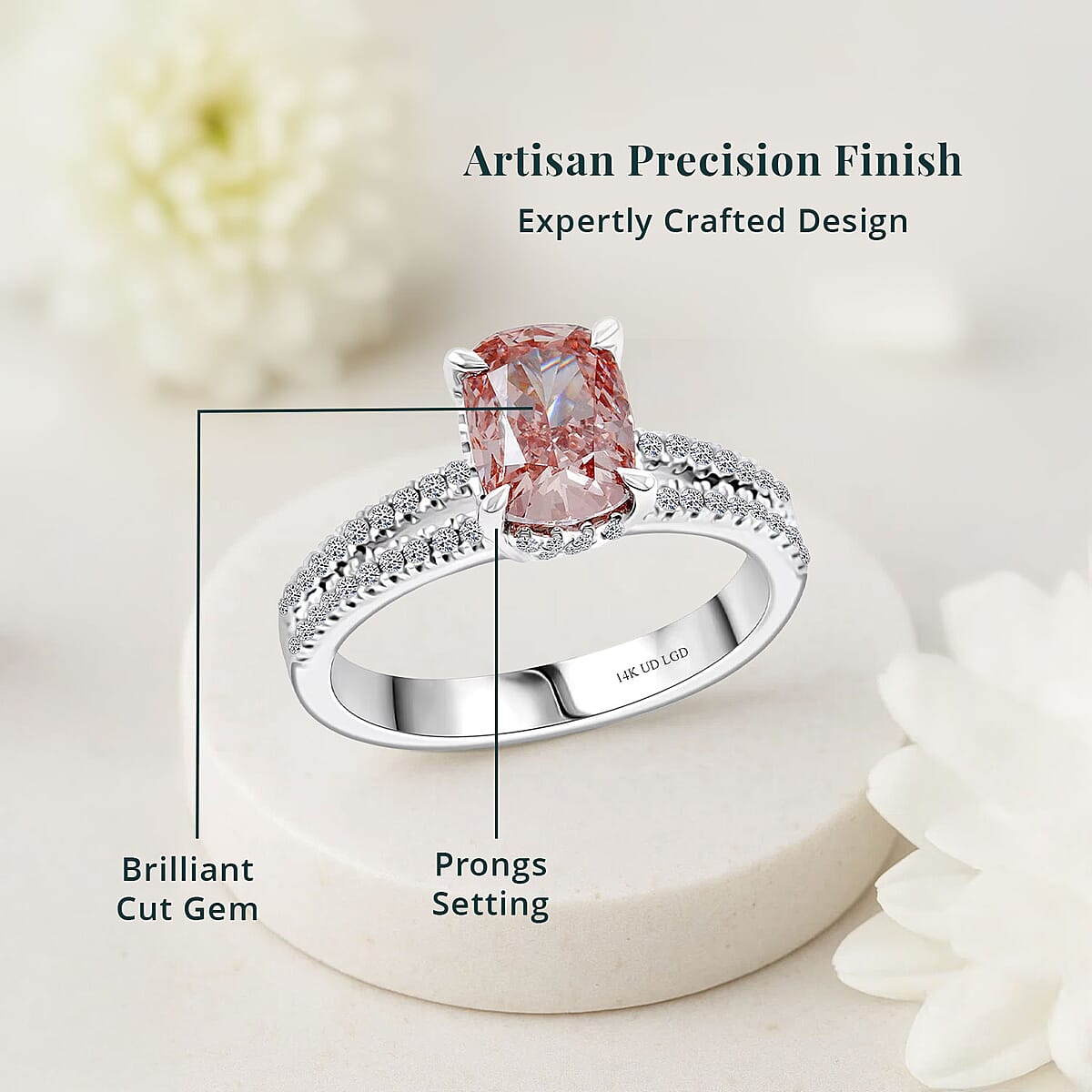 Luxuriant Lab Grown Pink Diamond (VVS2) (IR) and Lab Grown Diamond 2.30 ctw Ring in 14K White Gold (Size 5.0) image number 4
