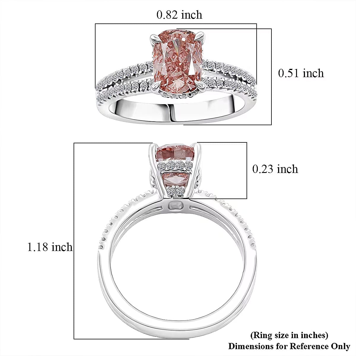 Luxuriant Lab Grown Pink Diamond (VVS2) (IR) and Lab Grown Diamond 2.30 ctw Ring in 14K White Gold (Size 5.0) image number 6