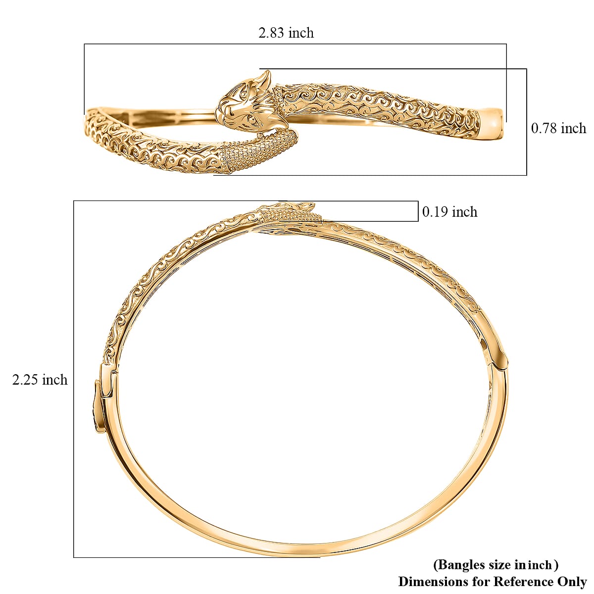 EverTrue Bronzella Collection Full Bangle Bracelet in 18K Yellow Gold Plated Bronze (6.50 In) image number 5