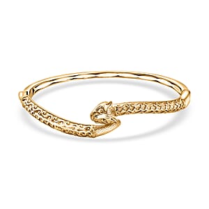 EverTrue Bronzella Collection Panther Bangle Bracelet in 18K YG Plated Bronze (7.25 In)
