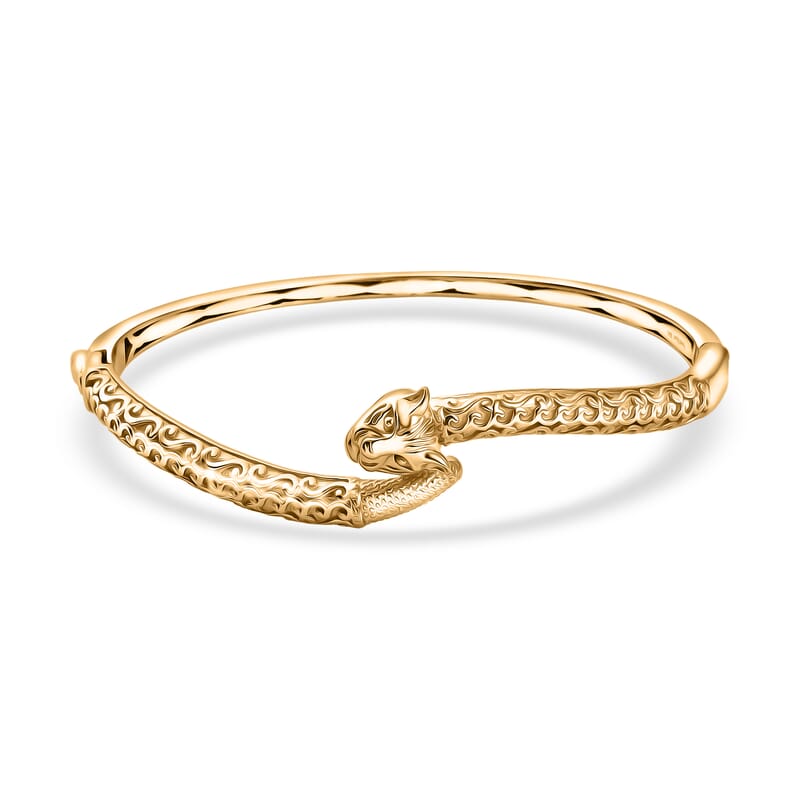 EverTrue Bronzella Collection Panther Bangle Bracelet in 18K YG Plated Bronze (7.25 In)