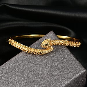 EverTrue Bronzella Collection Panther Bangle Bracelet in 18K YG Plated Bronze (7.25 In)