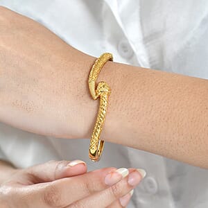 EverTrue Bronzella Collection Panther Bangle Bracelet in 18K YG Plated Bronze (7.25 In)