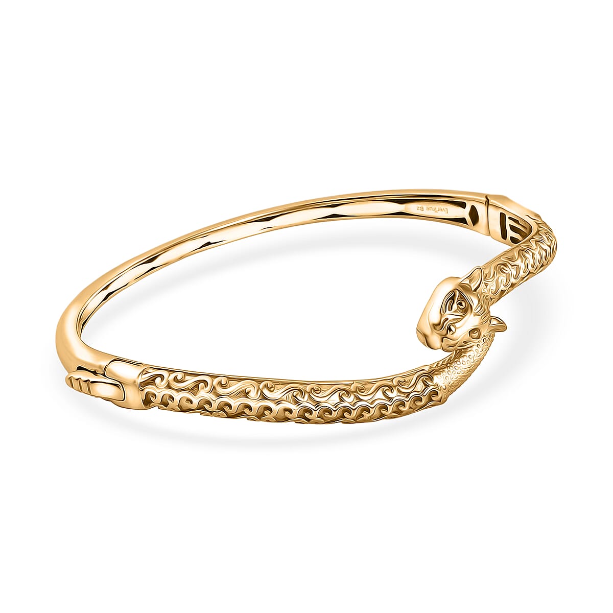 EverTrue Bronzella Collection Panther Bangle Bracelet in 18K YG Plated Bronze (7.25 In) image number 3
