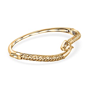 EverTrue Bronzella Collection Panther Bangle Bracelet in 18K YG Plated Bronze (7.25 In)