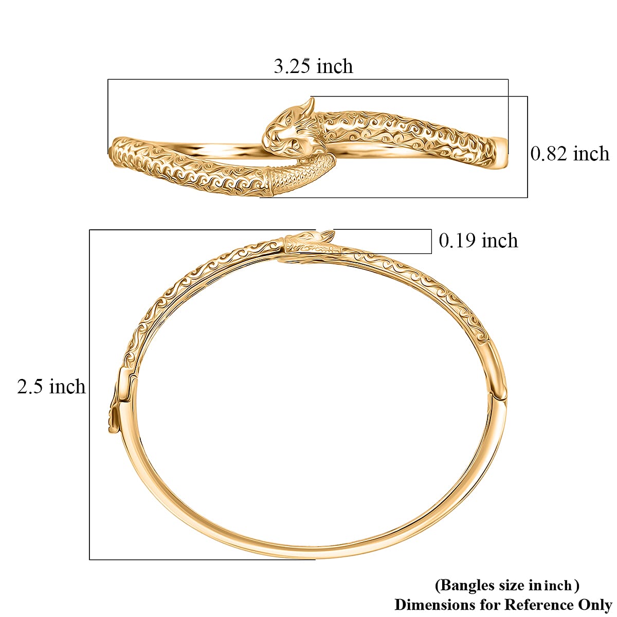 EverTrue Bronzella Collection Panther Bangle Bracelet in 18K YG Plated Bronze (7.25 In) image number 5