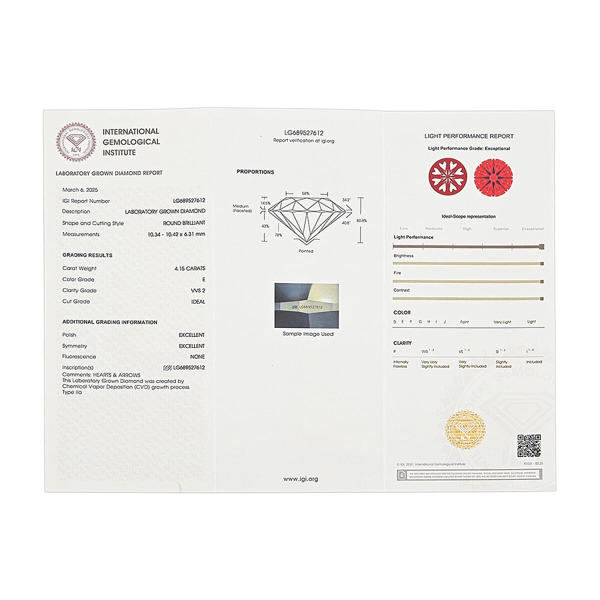 IGI Certified Luxuriant Lab Grown Diamond (Round) (G, VS2) 4.00 ctw image number 6