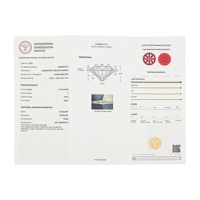 IGI Certified Luxuriant Lab Grown Diamond (Round) (G, VS2) 4.00 ctw