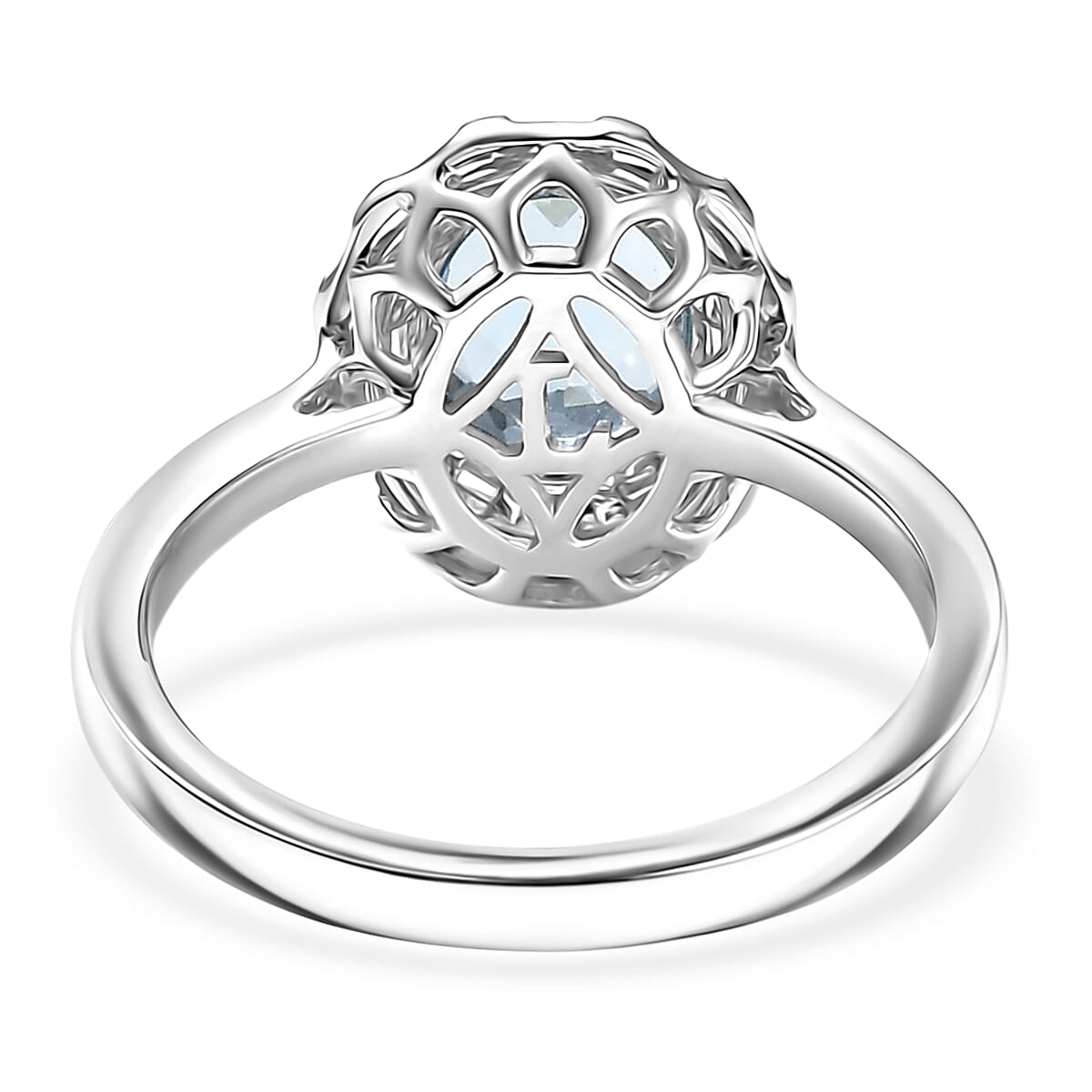 Certified & Appraised AAA Santa Maria Aquamarine, Lab Grown Diamond Ring in 10K White Gold 1.93 ctw (Size 10.0)
