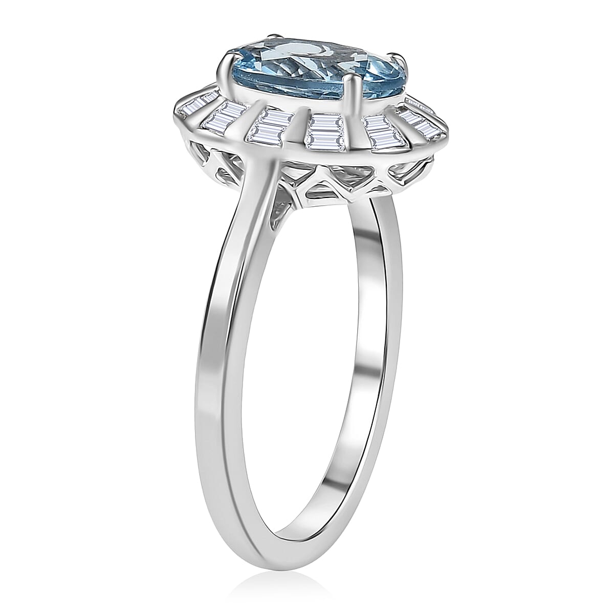 Doorbuster Certified & Appraised AAA Santa Maria Aquamarine and Luxuriant Diamond E-F VS 1.93 ctw Ring in 10K White Gold (Size 7.0) image number 3