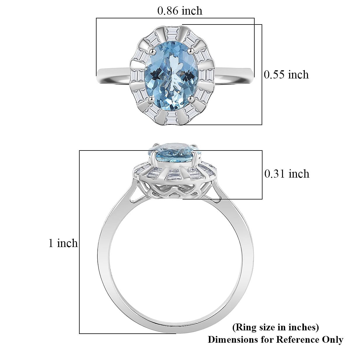 Certified AAA Santa Maria Aquamarine, Lab Grown Diamond Ring in 10K White Gold 1.93 ctw (Size 9.0) image number 4