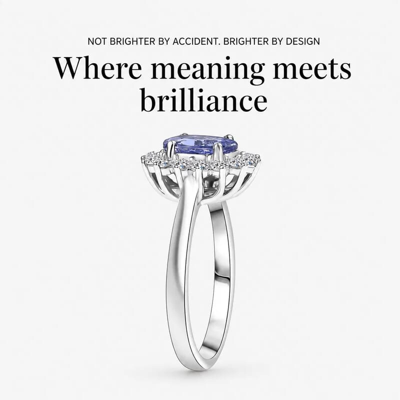 Certified & Appraised AAA Tanzanite and Luxuriant Lab Grown Diamond G-H SI 1.40 ctw Classical Halo Ring in 10K White Gold (Size 10.0)