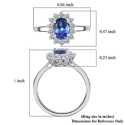 Certified and Appraised AAA Tanzanite, Lab Grown Diamond Halo Ring in 10K White Gold 1.40 ctw (Size 12.0)
