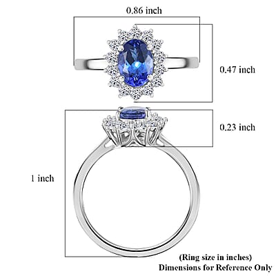 Certified & Appraised AAA Tanzanite and Luxuriant Lab Grown Diamond G-H SI 1.40 ctw Classical Halo Ring in 10K White Gold (Size 7.0)