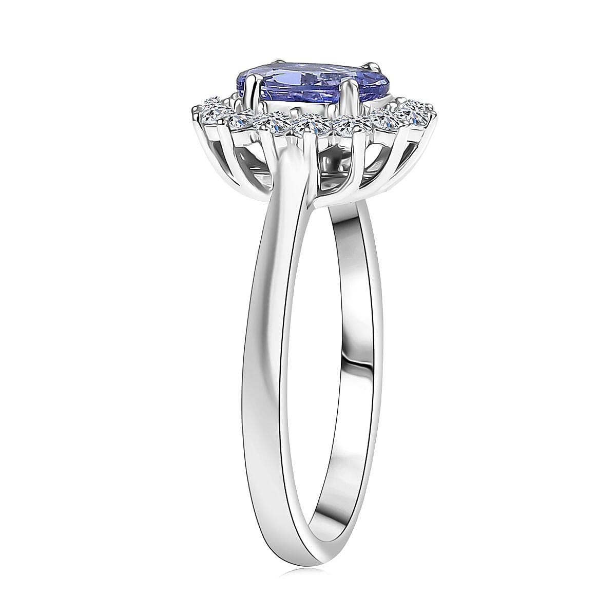Doorbuster Certified & Appraised AAA Tanzanite and Luxuriant Diamond G-H SI 1.40 ctw Classical Halo Ring in 10K White Gold (Size 9.0) image number 3