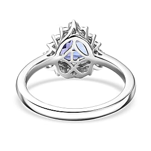  Certified & Appraised AAA Tanzanite and Luxuriant Diamond G-H SI 1.60 ctw Classical Halo Ring in 10K White Gold (Size 10.0)
