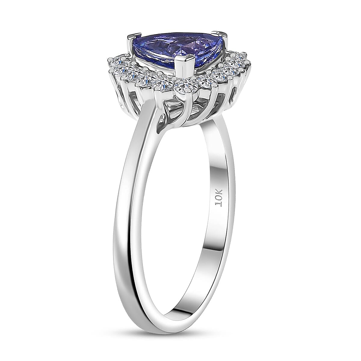  Certified & Appraised AAA Tanzanite and Luxuriant Diamond G-H SI 1.60 ctw Classical Halo Ring in 10K White Gold (Size 10.5) image number 3