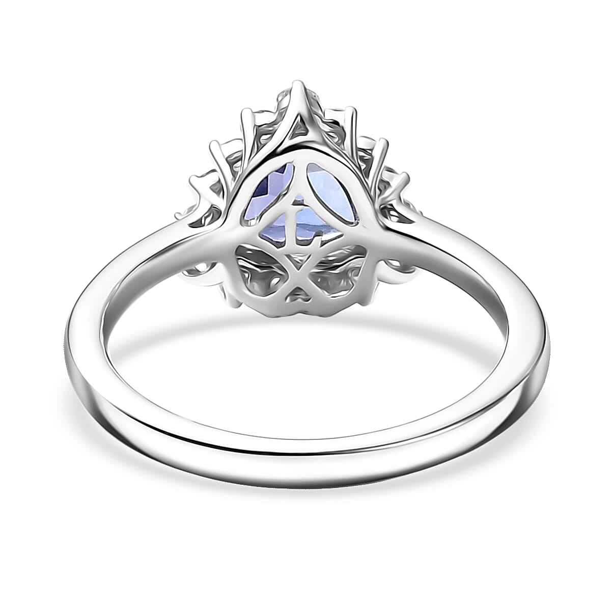  Certified & Appraised AAA Tanzanite and Luxuriant Diamond G-H SI 1.60 ctw Classical Halo Ring in 10K White Gold (Size 8.0) image number 4