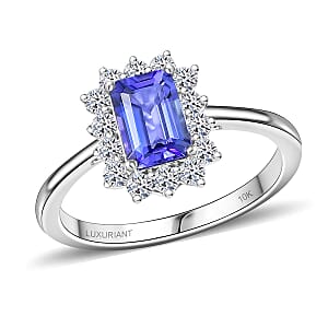  Certified & Appraised AAA Tanzanite and G-H SI Luxuriant Diamond 1.50 ctw Classical Halo Ring in 10K White Gold (Size 10.0)