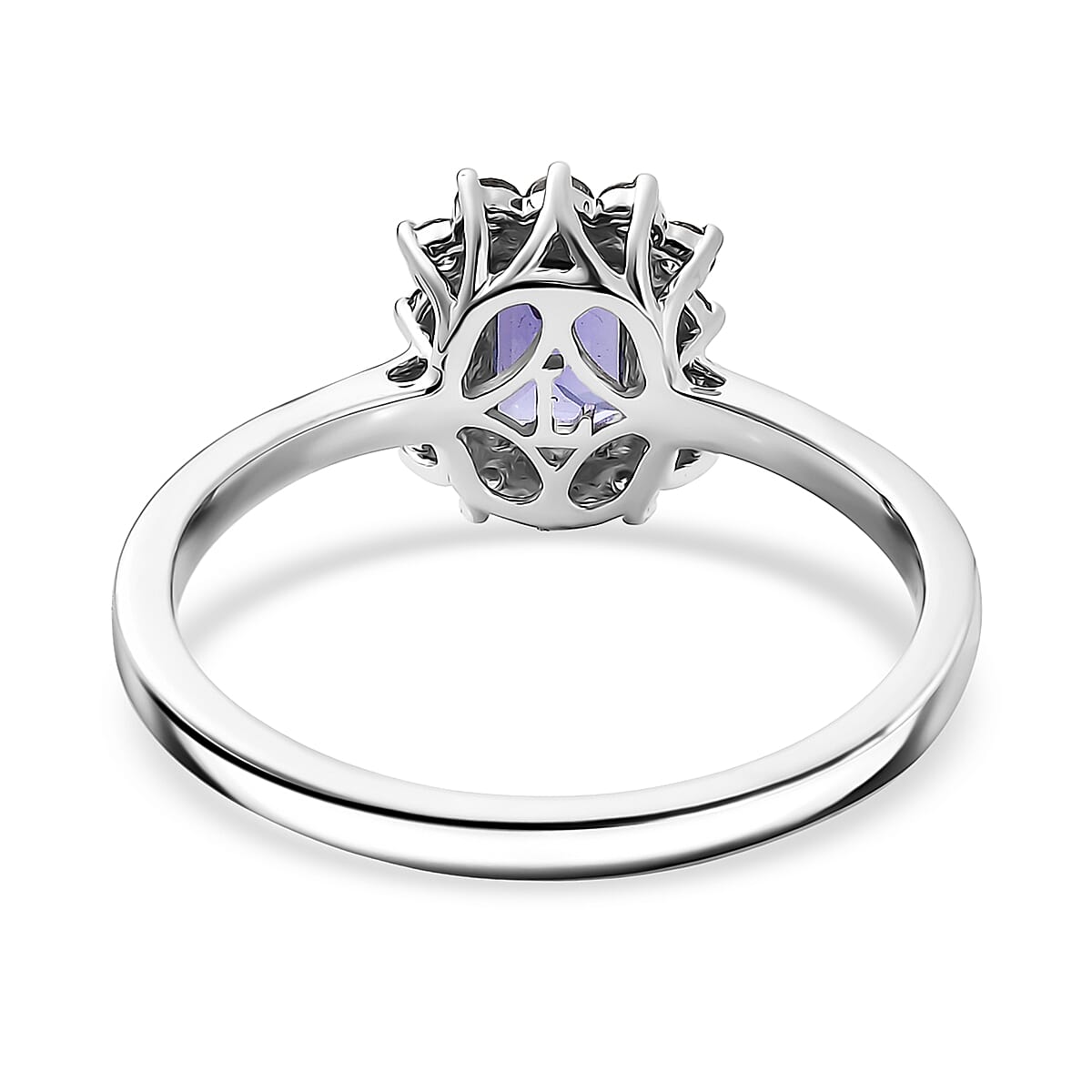 Doorbuster Certified & Appraised AAA Tanzanite and G-H SI Luxuriant Diamond 1.50 ctw Classical Halo Ring in 10K White Gold (Size 6.0) image number 1