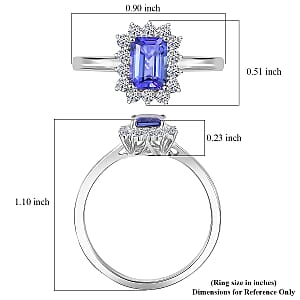 Certified & Appraised AAA Tanzanite and G-H SI Luxuriant Lab Grown Diamond 1.50 ctw Classical Halo Ring in 10K White Gold (Size 6.0)