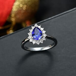 Certified & Appraised AAA Tanzanite and Luxuriant Diamond G-H SI 1.55 ctw Classical Halo Ring in 10K White Gold (Size 10.0)