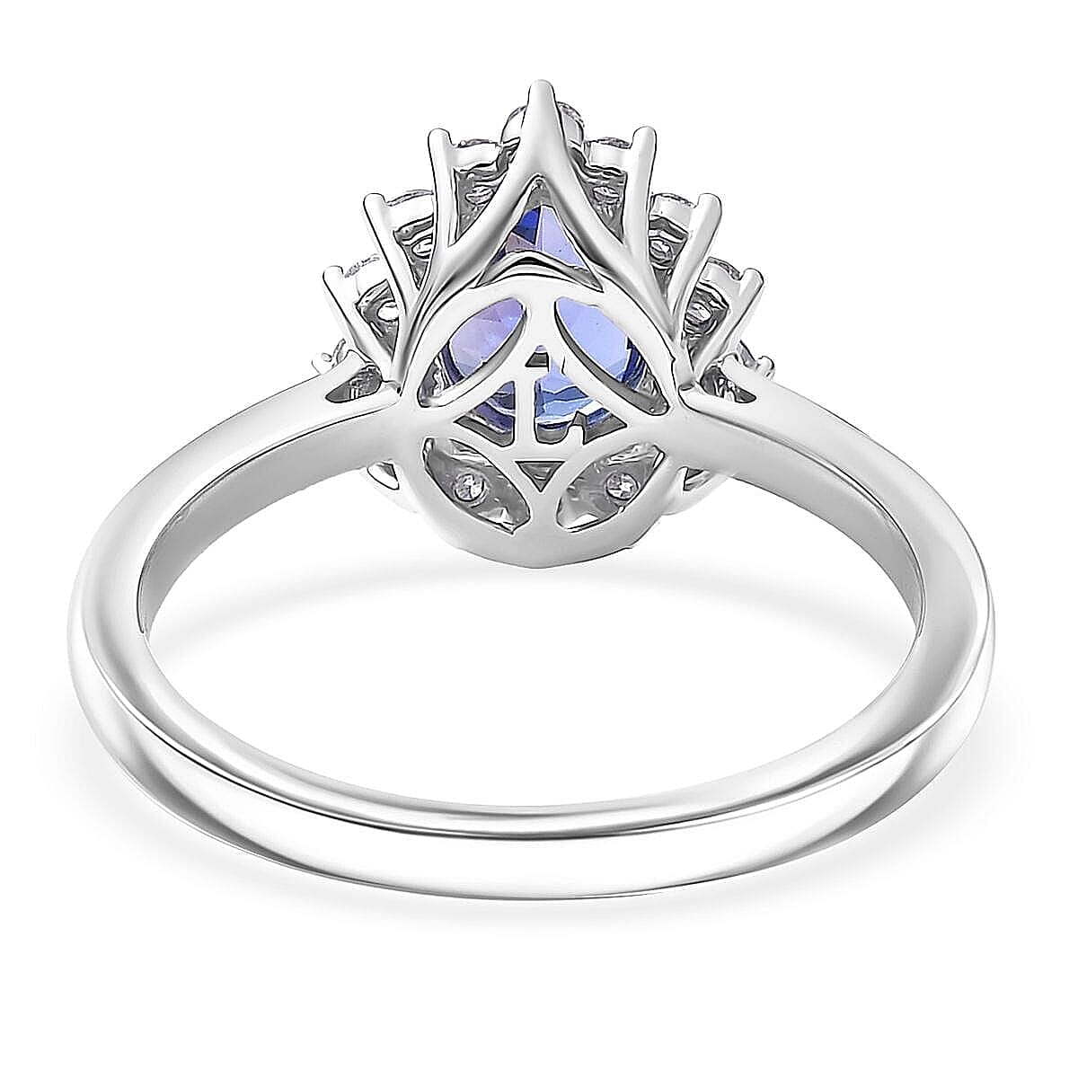 Certified & Appraised AAA Tanzanite and Luxuriant Lab Grown Diamond G-H SI 1.60 ctw Classical Halo Ring in 10K White Gold (Size 10.0) image number 4
