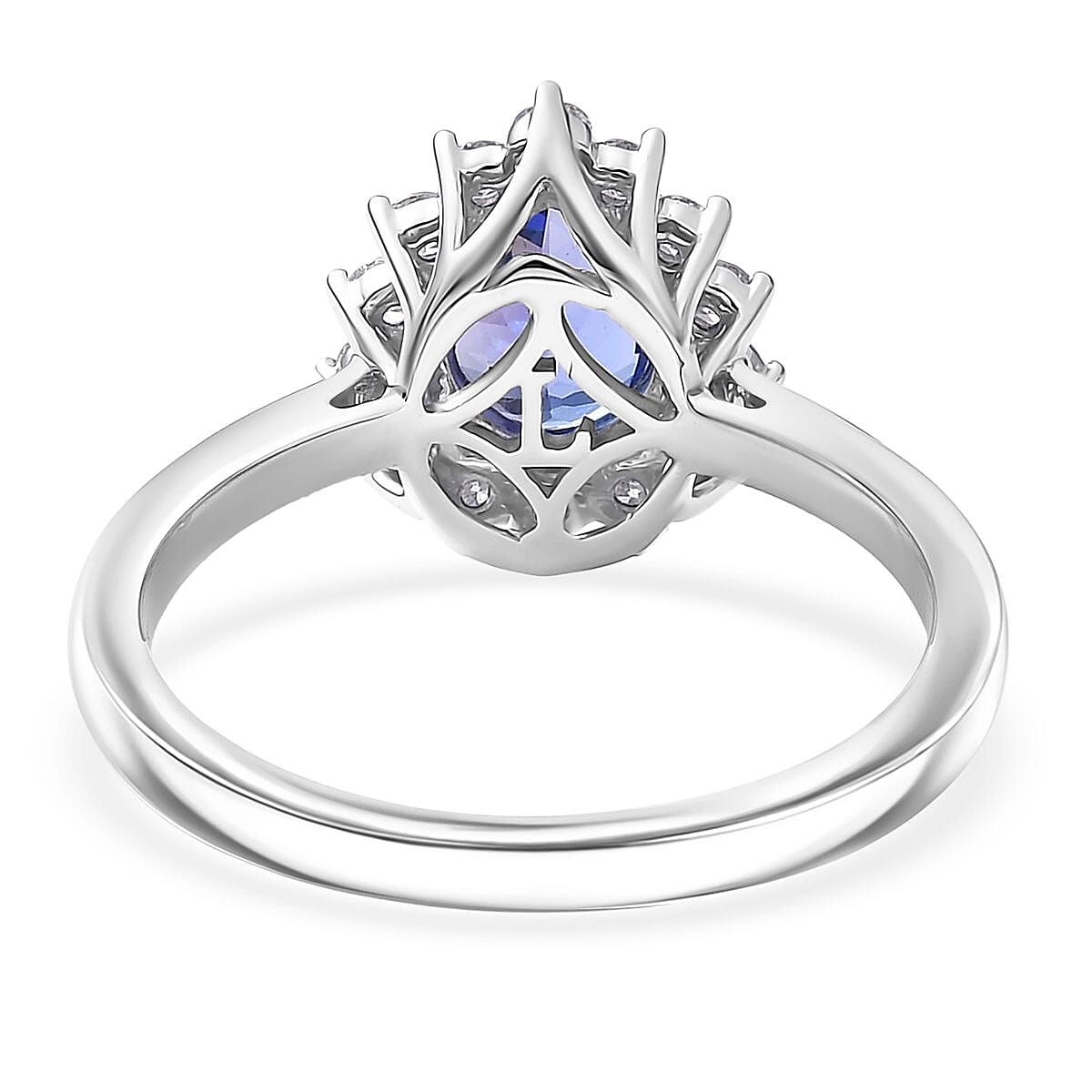 Certified & Appraised AAA Tanzanite and Luxuriant Diamond G-H SI 1.55 ctw Classical Halo Ring in 10K White Gold (Size 6.0) image number 4
