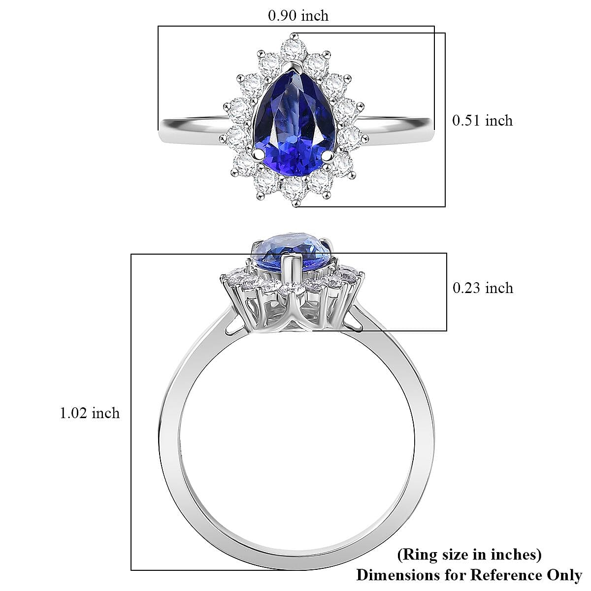 Certified & Appraised AAA Tanzanite and Luxuriant Diamond G-H SI 1.55 ctw Classical Halo Ring in 10K White Gold (Size 6.0) image number 5