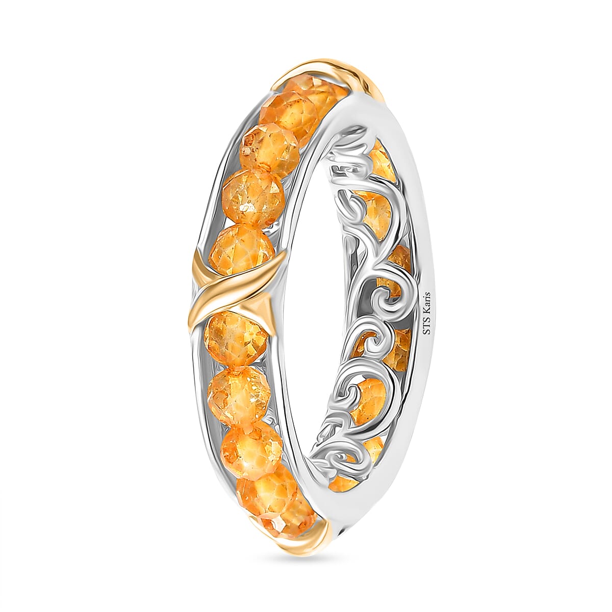 EverTrue Premium Brazilian Citrine 3.25 ctw Ring in 18K YG Plated and Platinum Bond (Size 10.0) image number 3
