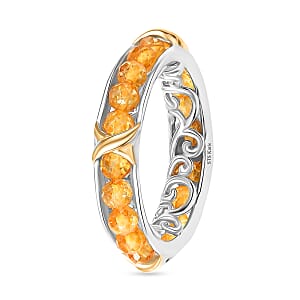 EverTrue Premium Brazilian Citrine 3.25 ctw Ring in 18K YG Plated and Platinum Bond (Size 10.0)