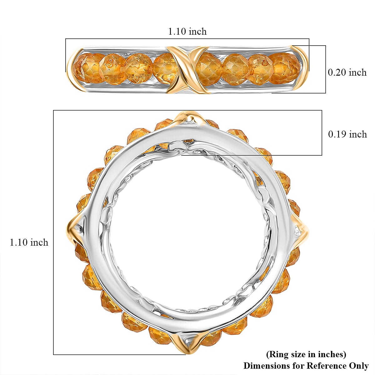 EverTrue Premium Brazilian Citrine 3.25 ctw Ring in 18K YG Plated and Platinum Bond (Size 10.0) image number 5