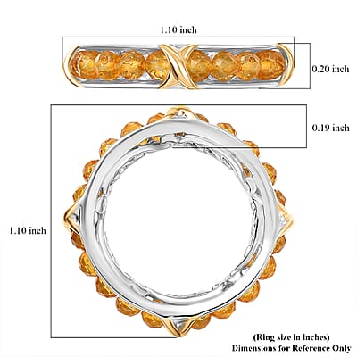 EverTrue Premium Brazilian Citrine 3.25 ctw Ring in 18K YG Plated and Platinum Bond (Size 6.0)