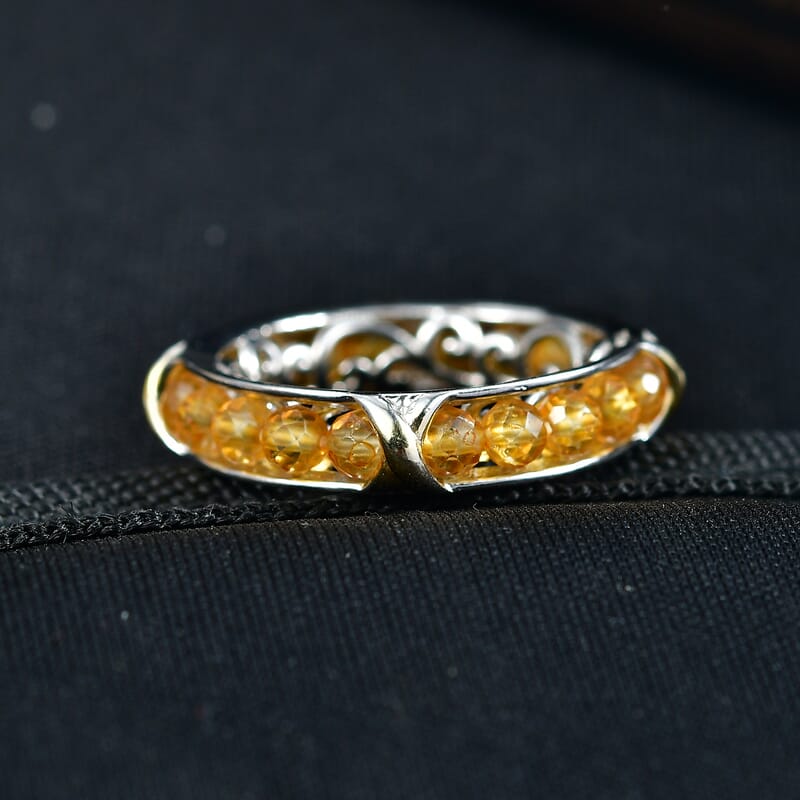 EverTrue Premium Brazilian Citrine 3.25 ctw Ring in 18K YG Plated and Platinum Bond (Size 7.0)