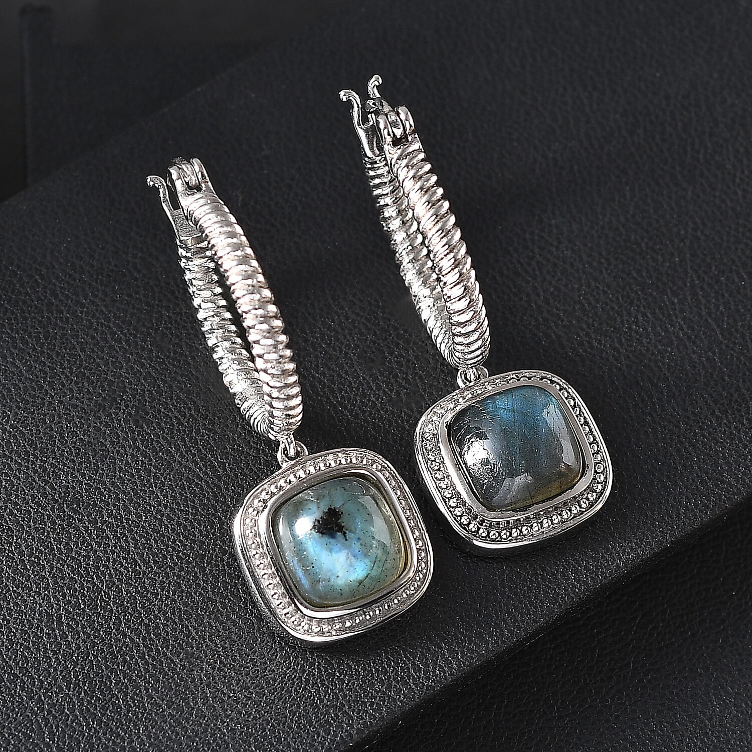 EverTrue Malagasy Labradorite 9.70 ctw Earrings in Stainless Steel