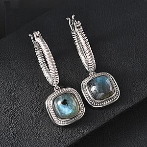 EverTrue Malagasy Labradorite Earrings in Stainless Steel  9.70 ctw