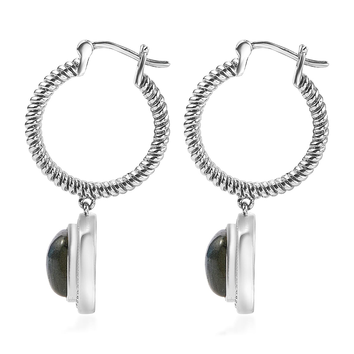 EverTrue Malagasy Labradorite Earrings in Stainless Steel  9.70 ctw image number 3