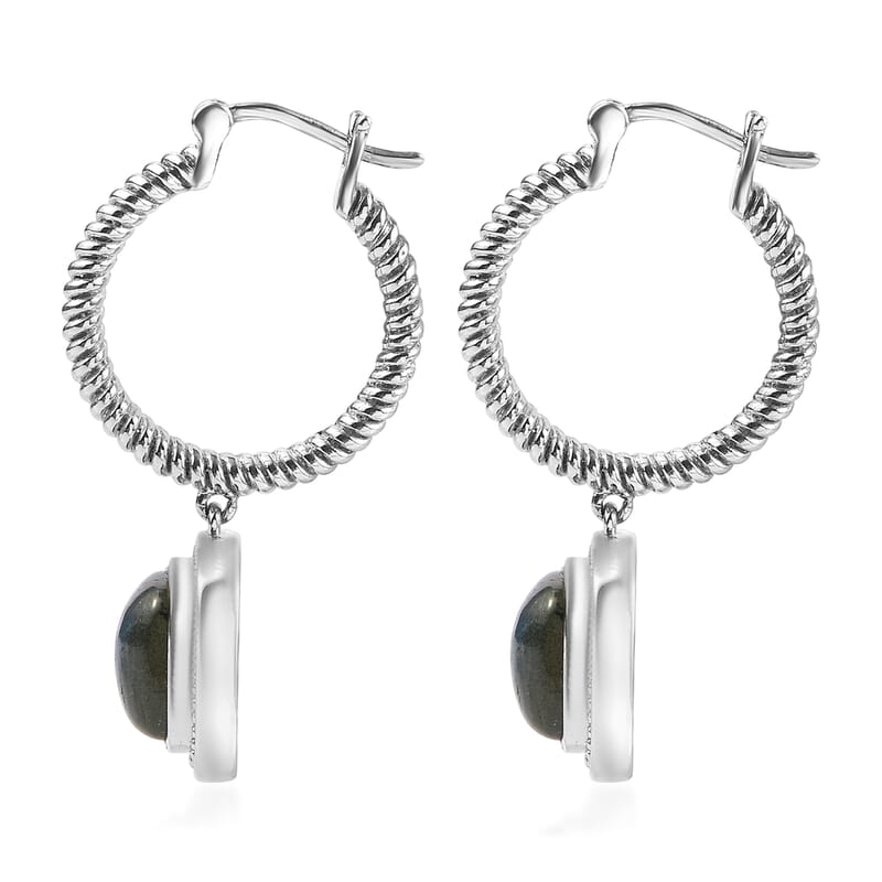 EverTrue Malagasy Labradorite 9.70 ctw Earrings in Stainless Steel